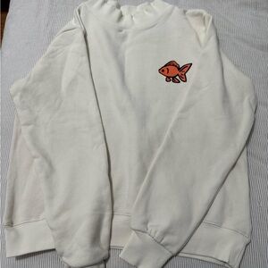 Parker Cream Sweatshirt with Orange Fish Embroidery